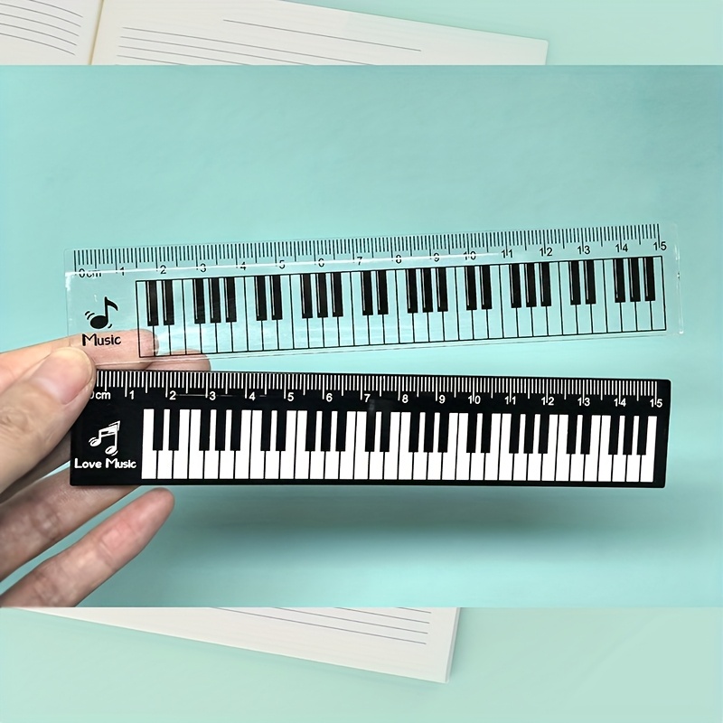 Ruler Set Transparent - 2개/세트 15cm 피아노 키보드 패턴 자투기