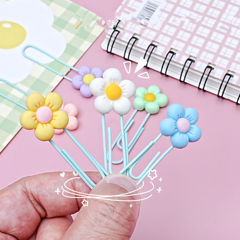 Office Stationery And Supply - 10PCS 꽃 모양 종이 클립 귀여운