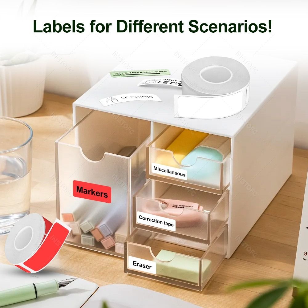 Label Printer Tape - 다채로운 색상의 접착식 라벨 메이커 용지