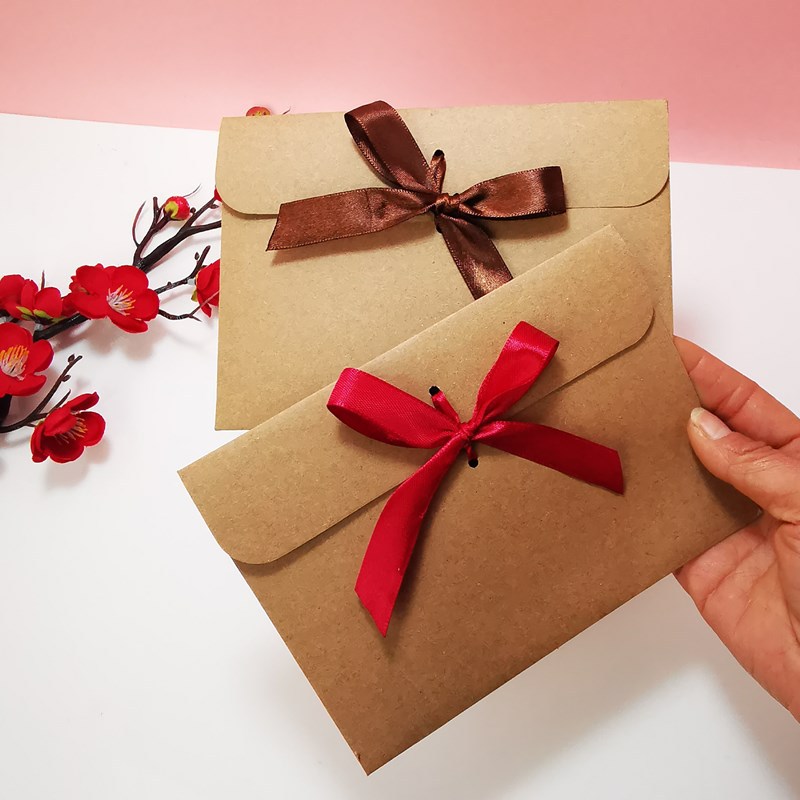10Pcs 레트로 크래프트 봉투 가방 리본 보우 CD  - Letter Envelope Kraft 리뷰 및 가격