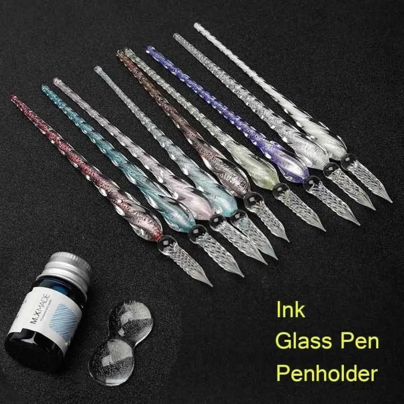 컬러 크리스탈 유리 딥펜 세트(선물 상자 포함) 골드  - Fountain Pen Ink 리뷰 및 가격
