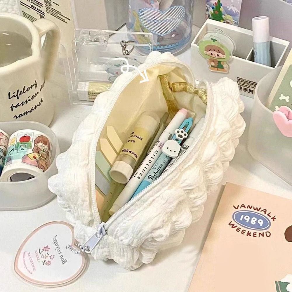 대용량 화장품 가방 솔리드 컬러 연필 케이스 크리 에이 - Office Stationery And Supply 리뷰 및 가격
