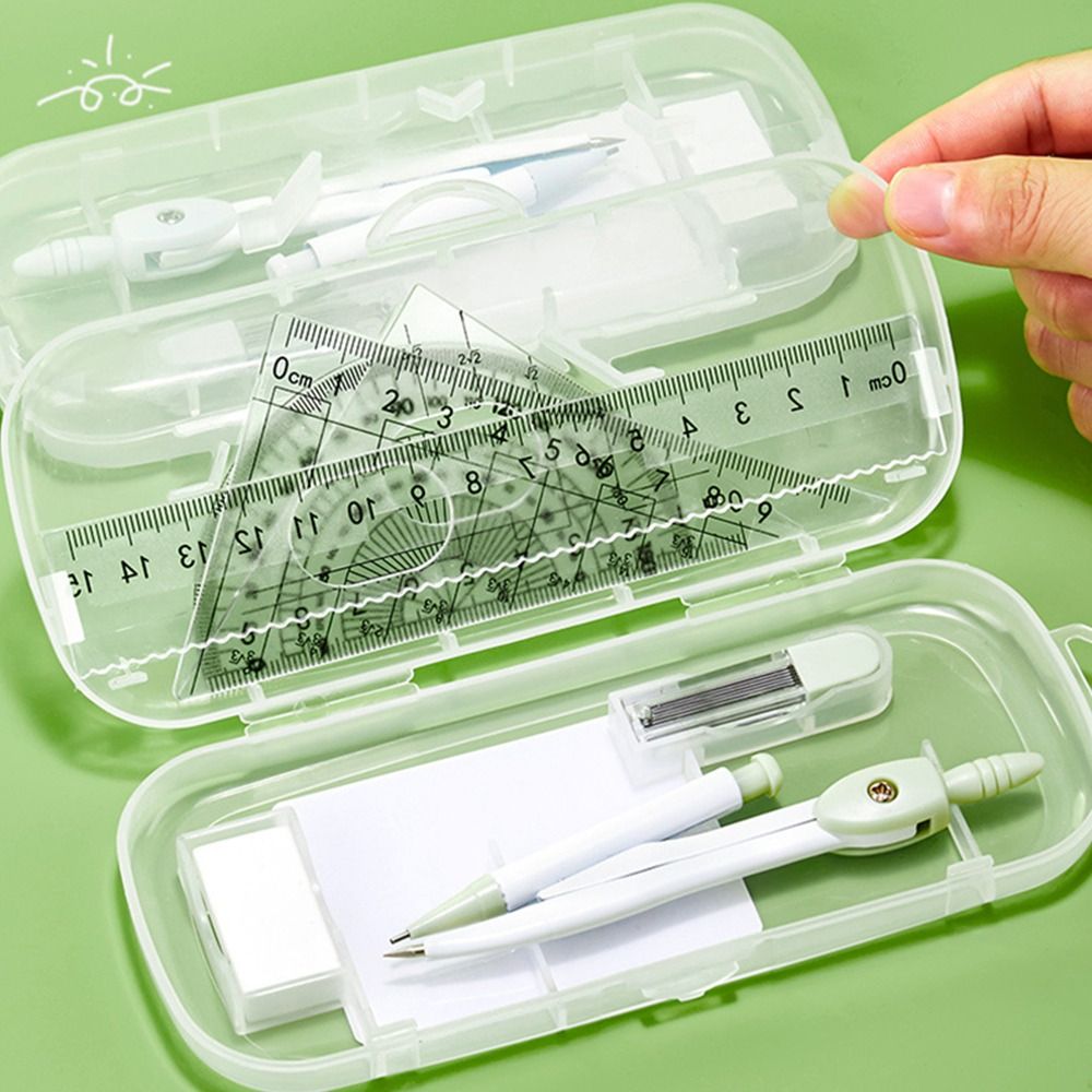 8개/세트 플라스틱 자, 컴퍼스, 지우개, 직자, 각도 - Ruler Set Transparent 리뷰 및 가격