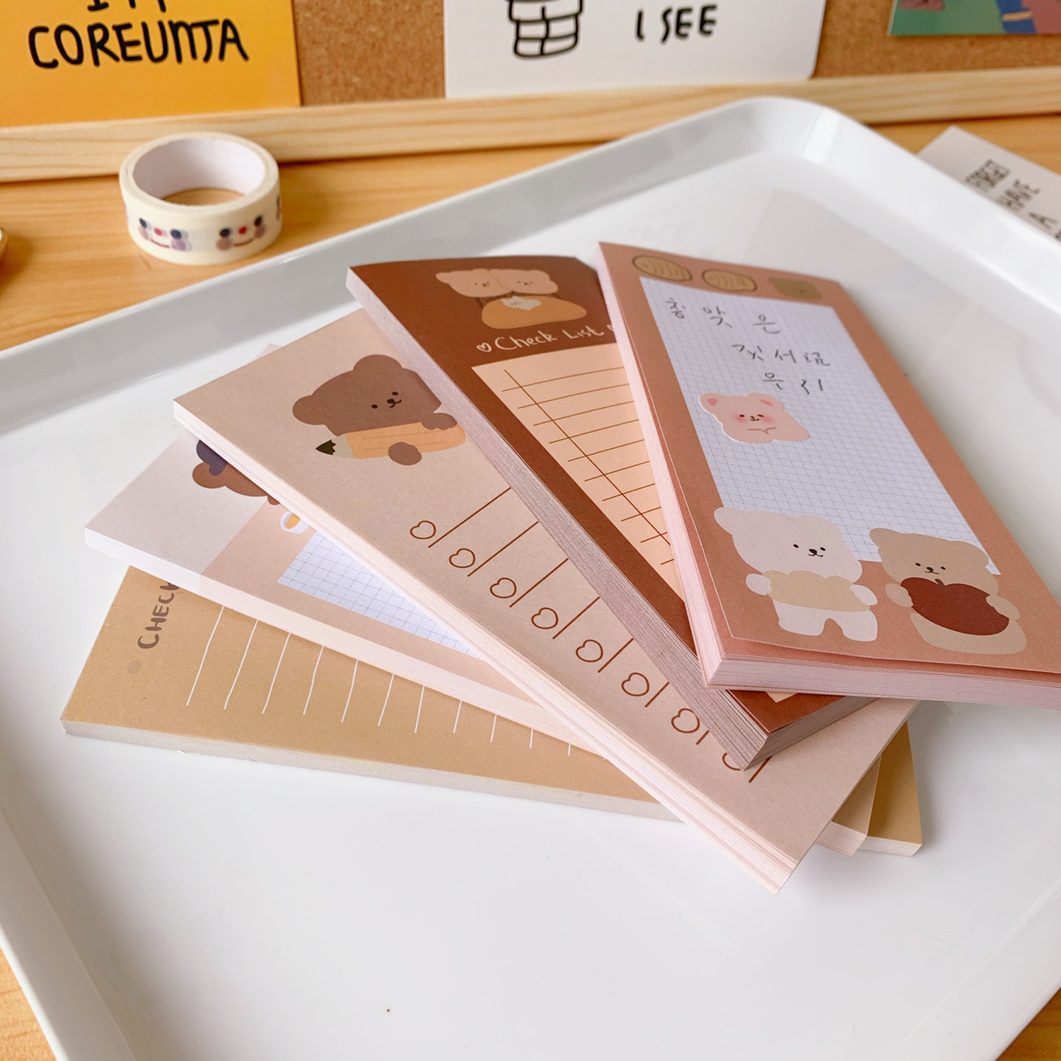 귀여운 한국 쿠키 베어 메모장, 메시지 패드, 장식 메 - Office Stationery Supply List 리뷰 및 가격